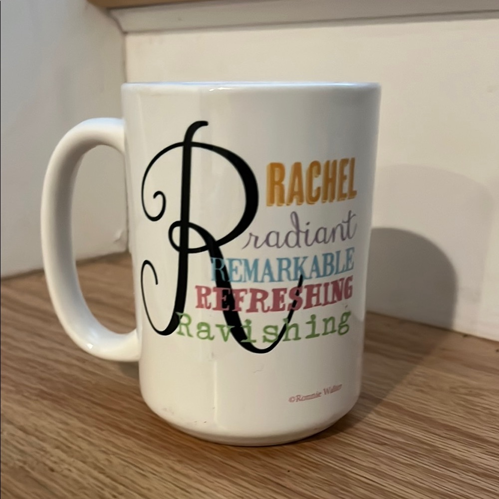 White Ceramic Mug with Personalized Initial Design